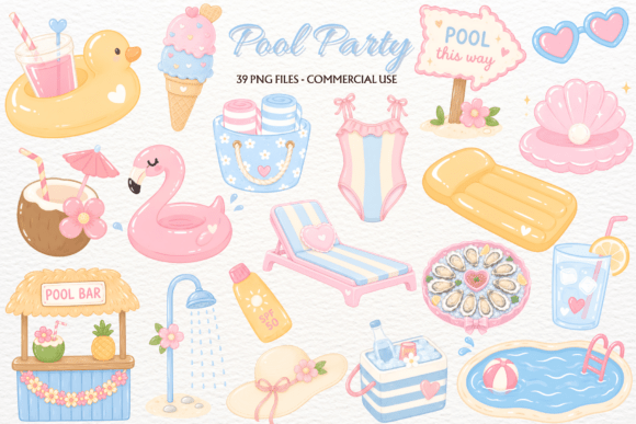 Download Pastel Summer Pool Party Clipart Beach - Pool Collection