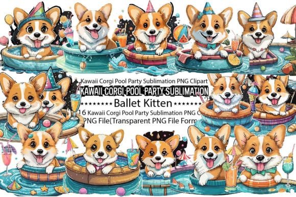 Download Kawaii Corgi Pool Party Sublimation Bund - Pool Collection