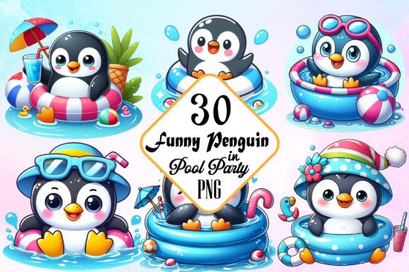 Download Funny Penguin in Pool Party Clipart - Premium Resources