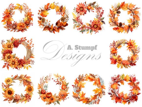 Download Rustic Wreath in Autumn Fall Clipart Set - Rustic wreath Collection