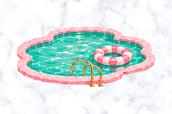 Download Pink Retro Swimming Pool Clipart - Pool Collection