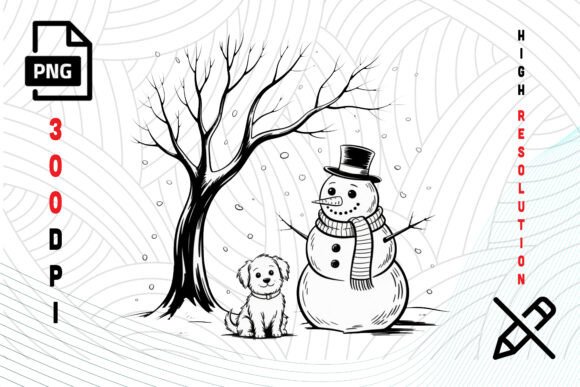 Download Snowman and Dog Winter Scene PNG - Dog Collection