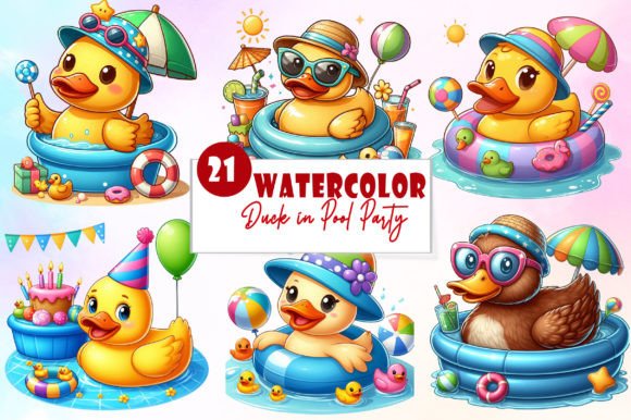 Download Duck in Pool Party Clipart Bundle - Pool Collection
