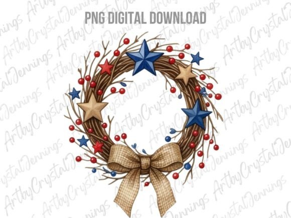 Download Patriotic Rustic Wreath Clipart PNG - Rustic wreath Collection