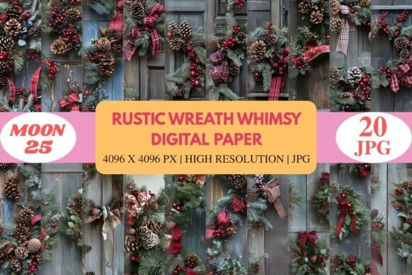 Download Rustic Wreath Whimsy Digital Paper - Rustic wreath Collection