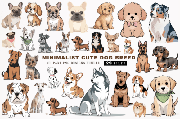 Download Minimalist Cute Dog Breed Clipart PNG - Dog Collection