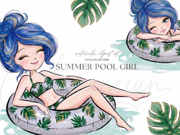 Download Summer Pool Girl Clipart PNG - Pool Collection